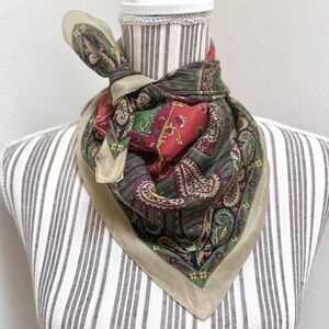 Vintage Oscar de la Renta Silk Scarf Touch of Silk Paisley 30x30 Square